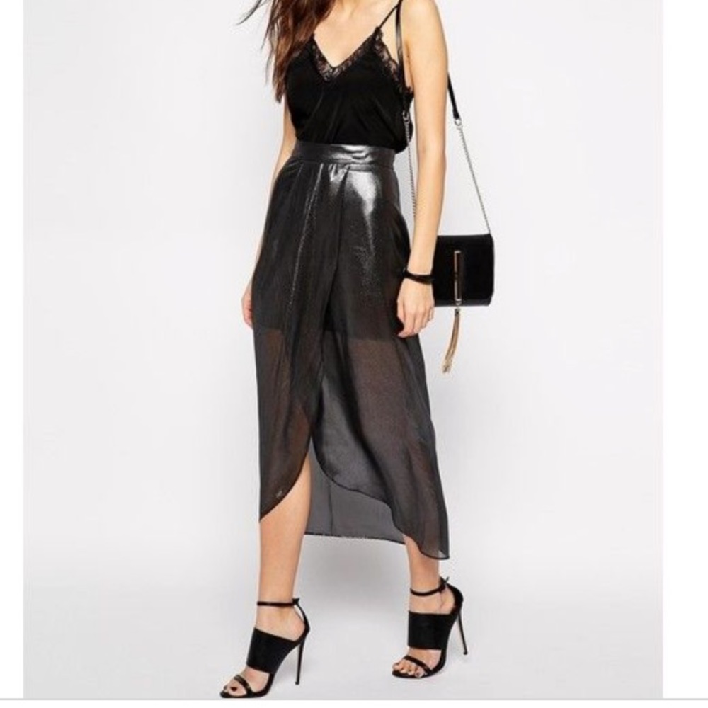 BCBGeneration Long Metallic Skirt
